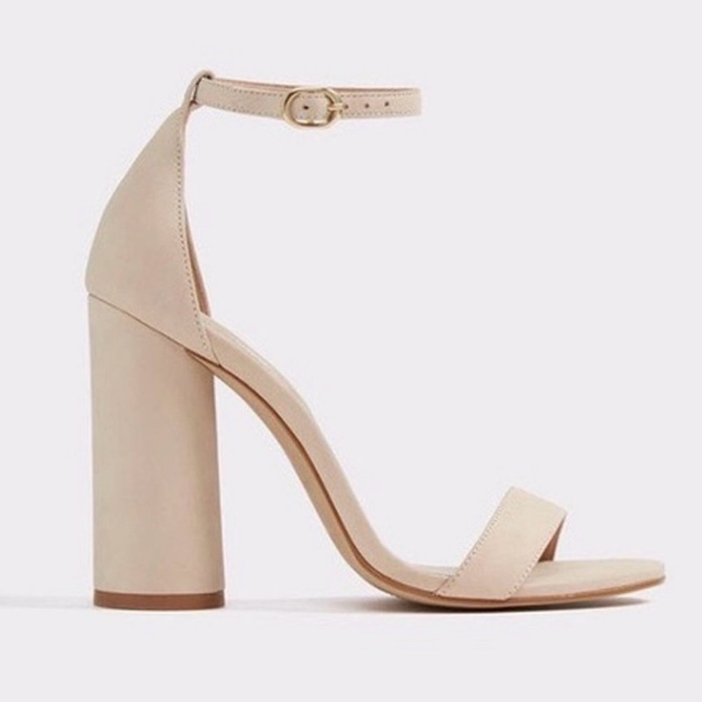 Aldo Nude Helsa Block Heel Ankle Strap Sandals